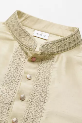 Light beige embroidered kurta pajama