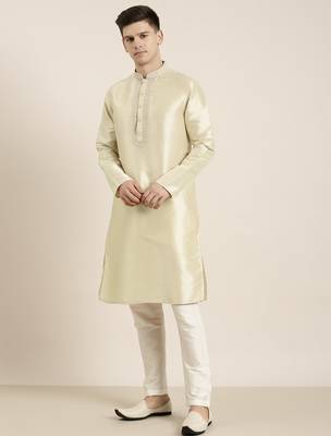 Light beige embroidered kurta pajama 4