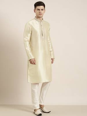 Light beige embroidered kurta pajama 5
