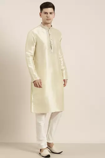 Light beige embroidered kurta pajama