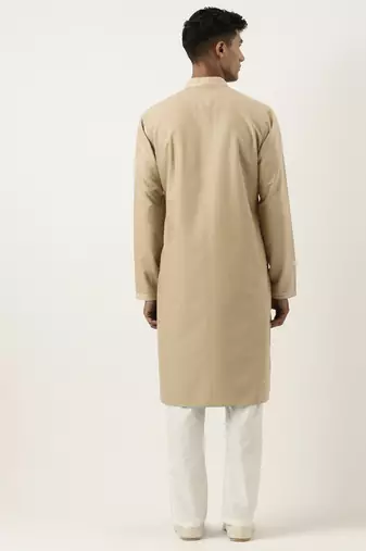Beige cotton kurta pajama