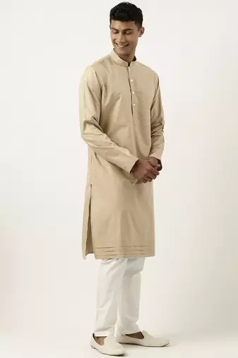 Beige cotton kurta pajama