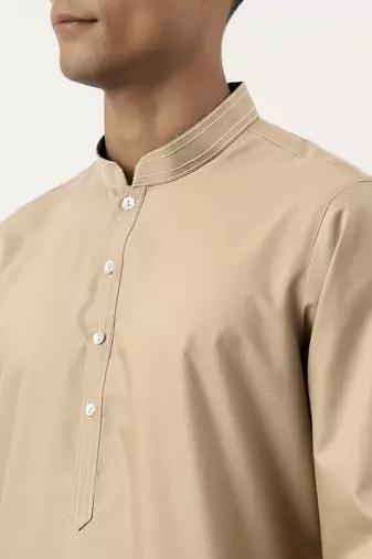 Beige cotton kurta pajama