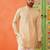 Beige self design cotton kurta pajama