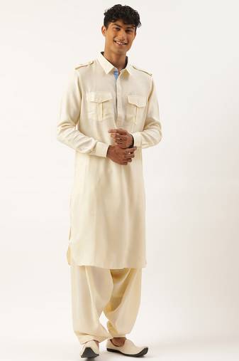 Cream classic premium pathani kurta pajama