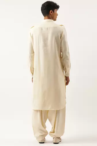 Cream classic premium pathani kurta pajama