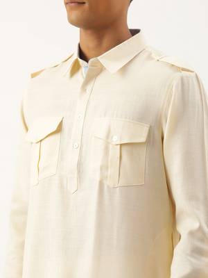 Cream classic premium pathani kurta pajama 5