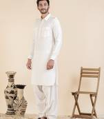 Cream cotton pathani with salwar