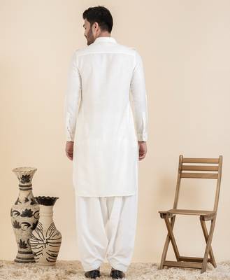 Cream cotton pathani with salwar 2