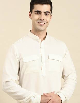 Cream pathani kurta pajama 1