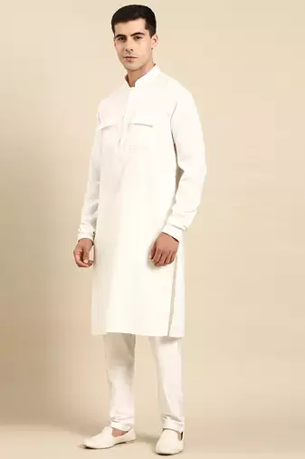 Off white pathani kurta pajama
