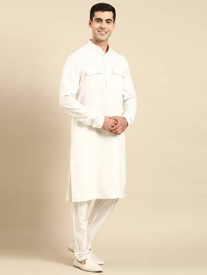 Off white pathani kurta pajama 5