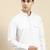 White cotton pathani kurta pajama with patch pocket