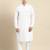 White cotton pathani kurta pajama with patch pocket