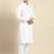 White cotton pathani kurta pajama with patch pocket