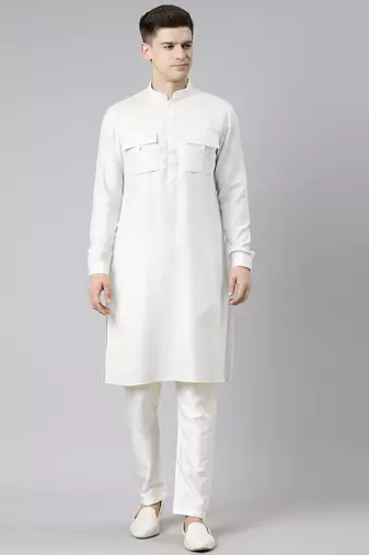 Off white pathani kurta pajama