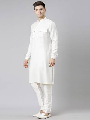 Off white pathani kurta pajama 3