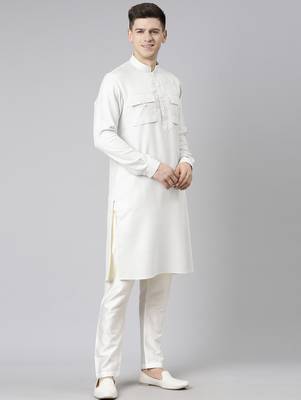 Off white pathani kurta pajama 4