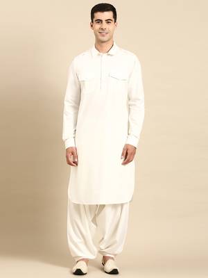 Off white fine cotton pathani with salwar 2