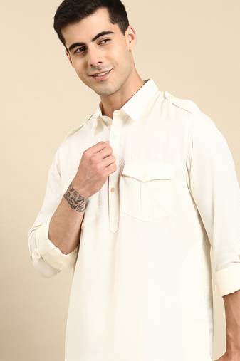 White cotton pathani with salwar