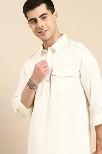 White cotton pathani with salwar