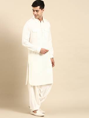 White cotton pathani with salwar 5