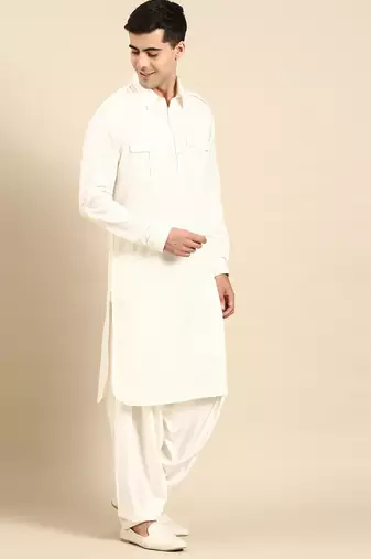 White cotton pathani with salwar