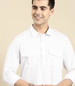 White fine cotton pathani with salwar