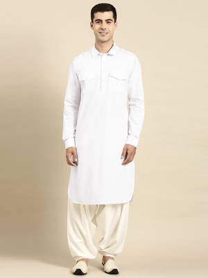 White fine cotton pathani with salwar 2
