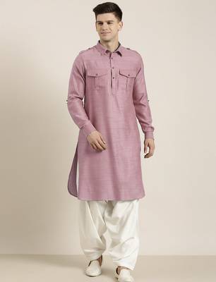 Rose pink cotton pathani with salwar 2