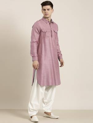 Rose pink cotton pathani with salwar 5