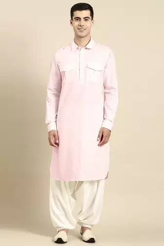 Light pink fine cotton pathani with salwar