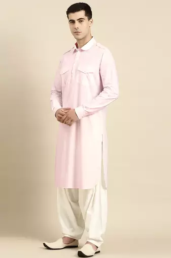 Light pink fine cotton pathani with salwar