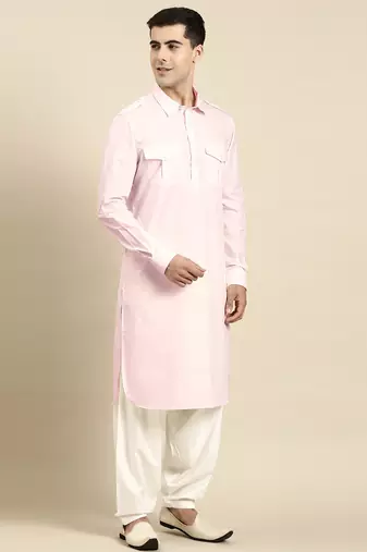 Light pink fine cotton pathani with salwar