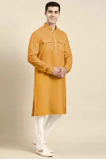 Mustard pathani kurta pajama