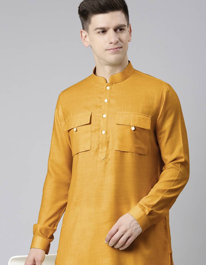 Mustard pathani kurta pajama