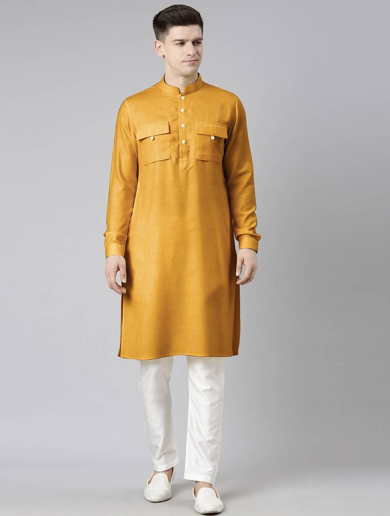 Mustard pathani kurta pajama