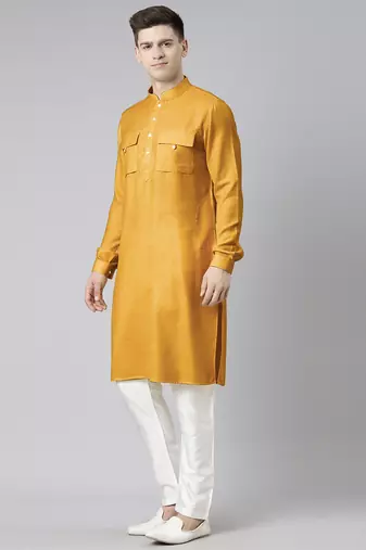 Mustard pathani kurta pajama