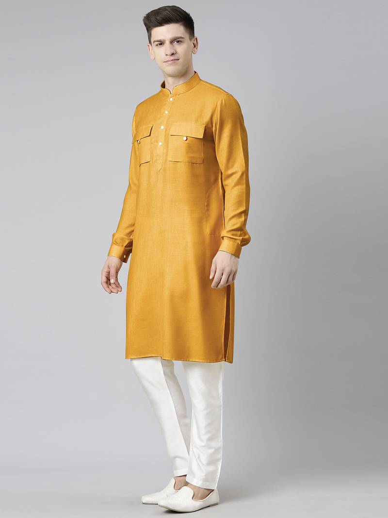 Mustard pathani kurta pajama