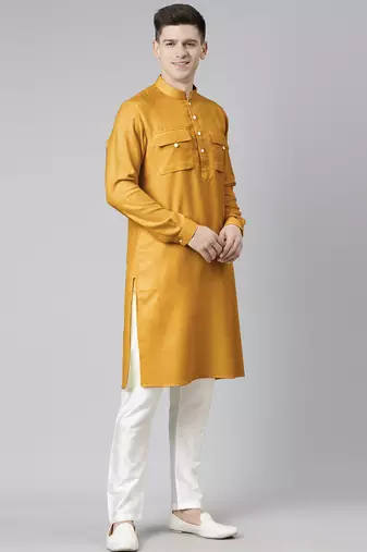 Mustard pathani kurta pajama