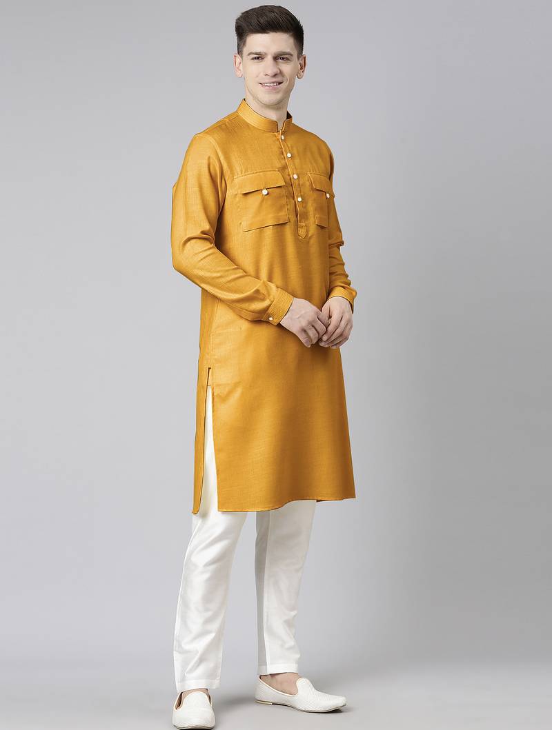 Mustard pathani kurta pajama