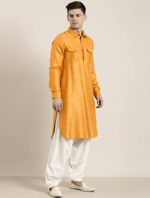 Mustard cotton pathani with salwar 5