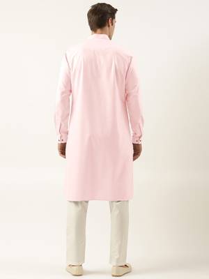 Grey pure cotton pathani kurta pajama with patch pocket 5