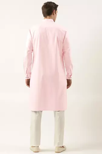 Grey pure cotton pathani kurta pajama with patch pocket