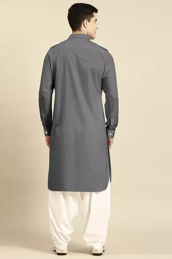 Grey fine cotton pathani with salwar