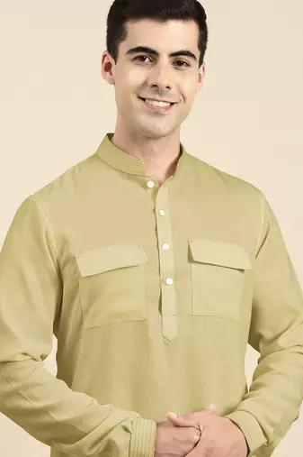Greenish beige pathani kurta pajama