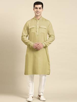Greenish beige pathani kurta pajama 2