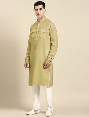 Greenish beige pathani kurta pajama 4
