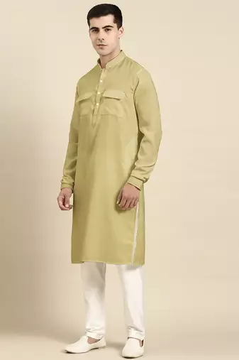 Greenish beige pathani kurta pajama