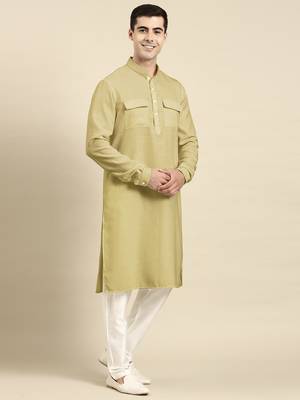 Greenish beige pathani kurta pajama 5